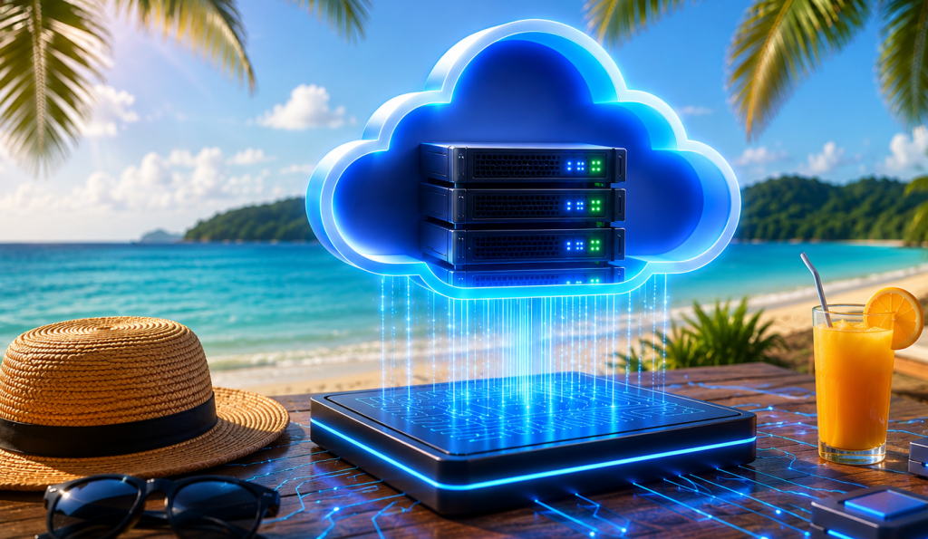 your business can operate from anywhere during the summer with the power of cloud hosting.