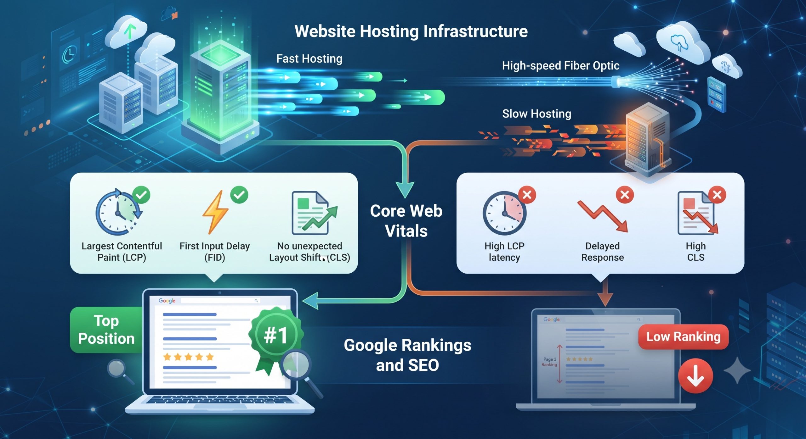How Website Hosting Affects Google Rankings, Core Web Vitals & SEO